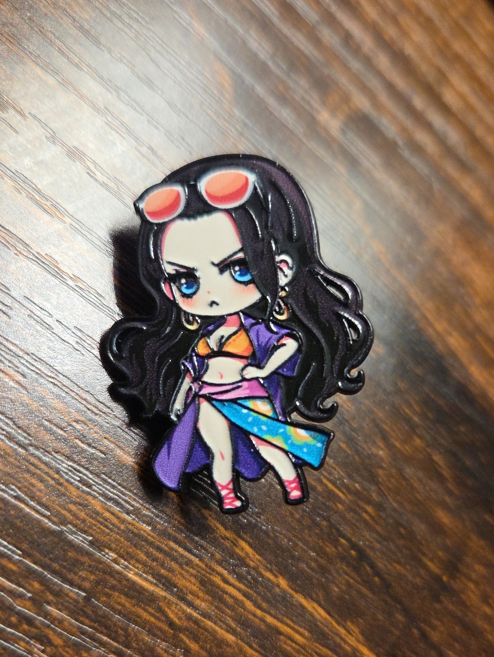 Onepiece Chibi Swim Cover-Up in Purple with Orange Bikini and Blue Sarong Pin